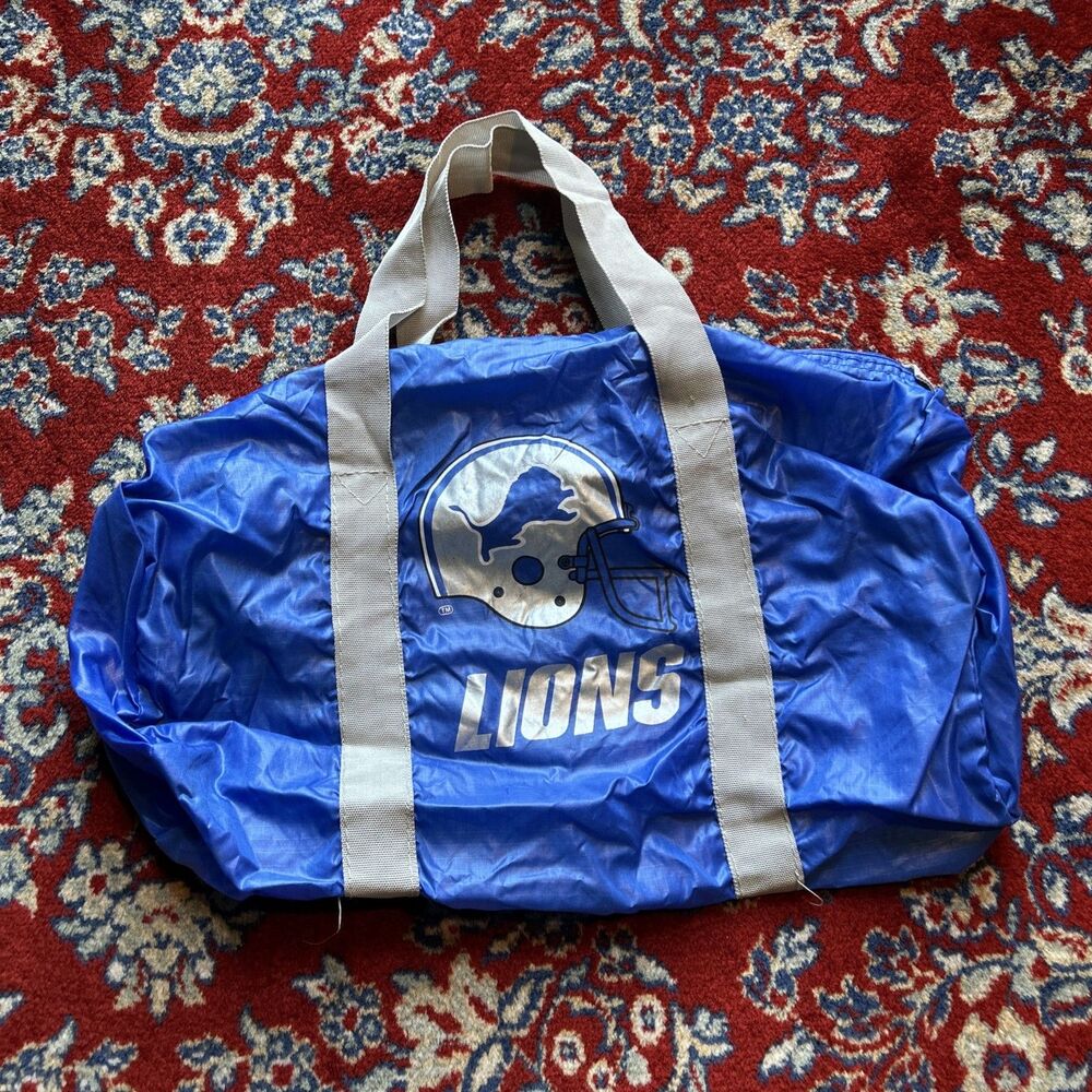 Vintage Detroit Lions Nylon Foldable Duffel Bag NFL Football S1